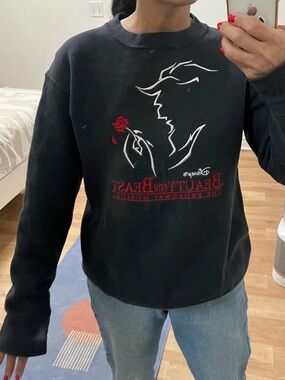 Vintage 90s Disney Beauty and the Beast Musical Embroidered Sweatshirt